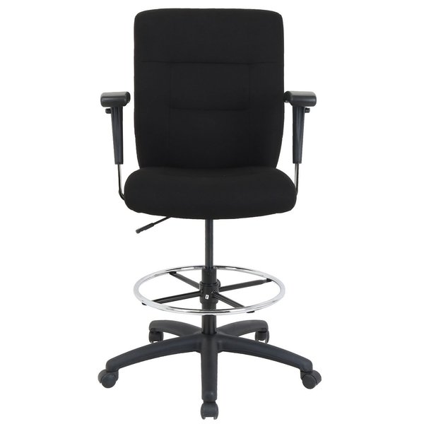 Global Industrial Drafting Stool, Fabric, Black, Adjustable Arms, High Back 695614